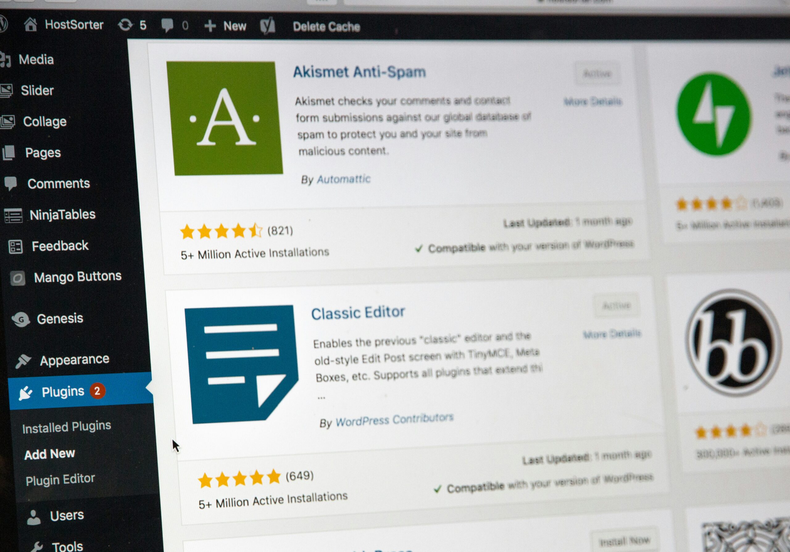 WordPress dashboard on a nonprofit website management screen 